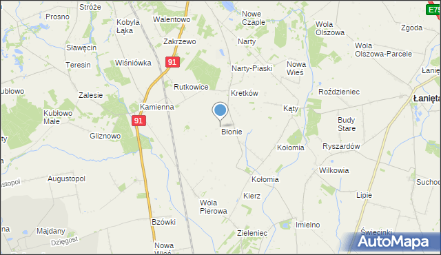 mapa Błonie, Błonie gmina Lubień Kujawski na mapie Targeo